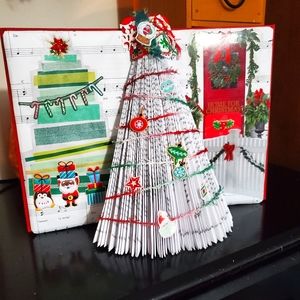 🎄 HAND CRAFTED Christmas tree book art holiday decor